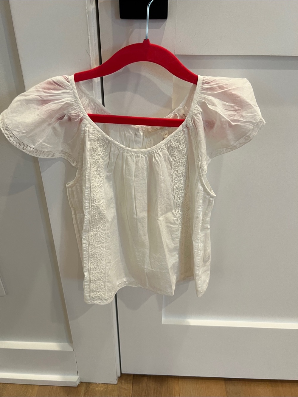 LoveShackFancy White Puff Sleeve Girls' Blouse